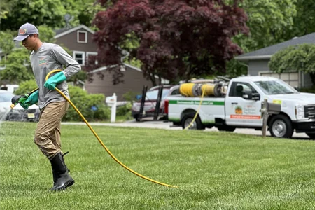 technician spraying lawn